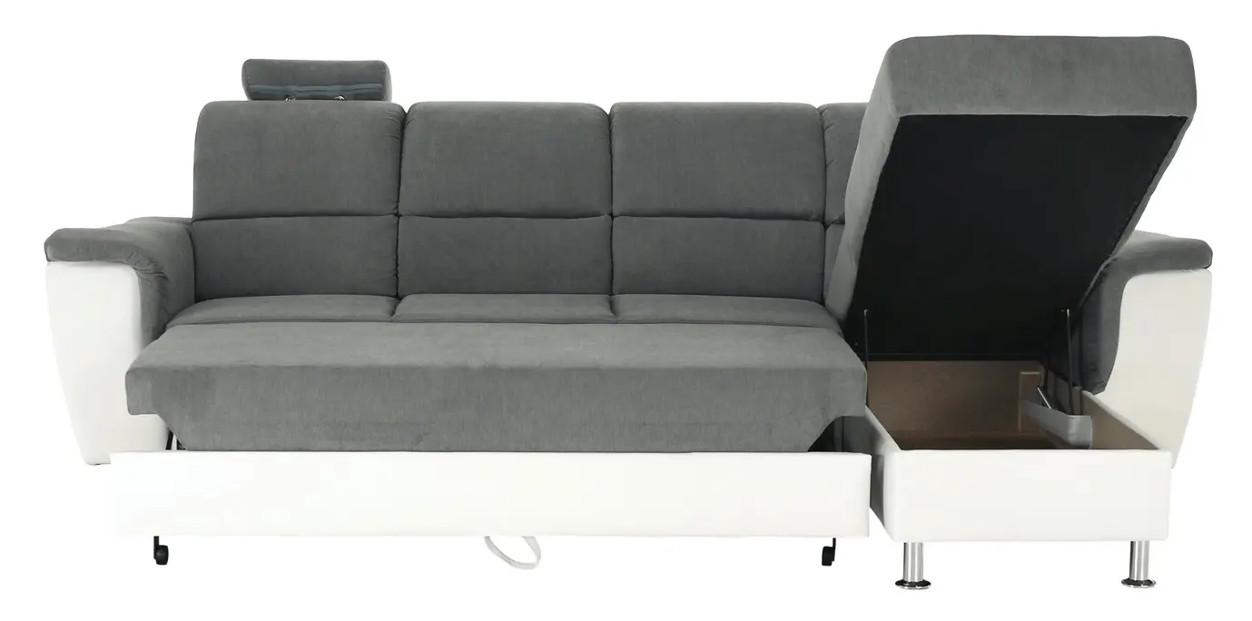Canapea de colt extensibila Mobhaus Santiago Right (White/Gray)