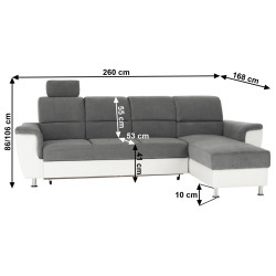 Canapea de colt extensibila Mobhaus Santiago Right (White/Gray) Thumb