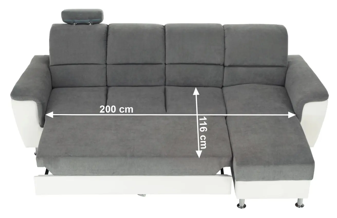 Canapea de colt extensibila Mobhaus Santiago Right (White/Gray)