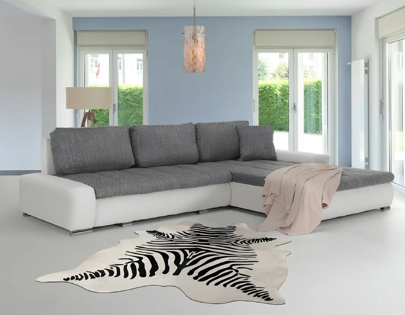 Canapea de colt extensibila Mobhaus Toniks (White/Gray)