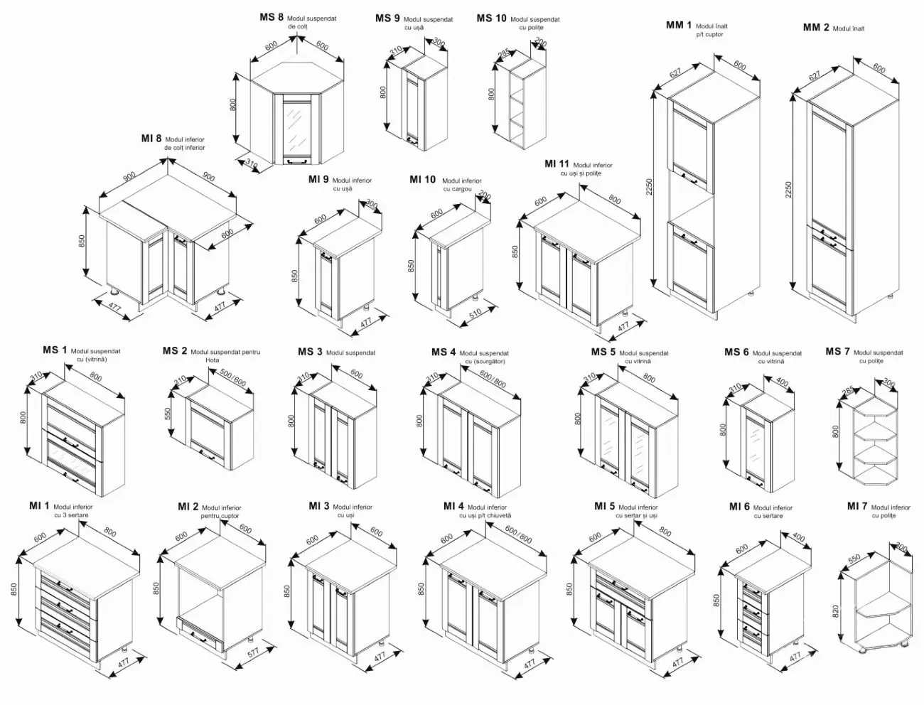 Bucatarie modulara Ambianta Felicia 2.6m (Alb)
