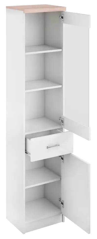 Пенал-витрина Tempo Kondela Topty Typ 03 1D1W1S (White/Sonoma Oak)