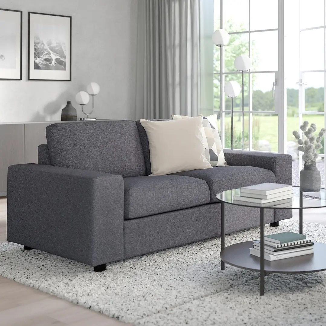 Canapea Ikea Vimle/Gunnared 2 locuri/brate late (Gri mediu)