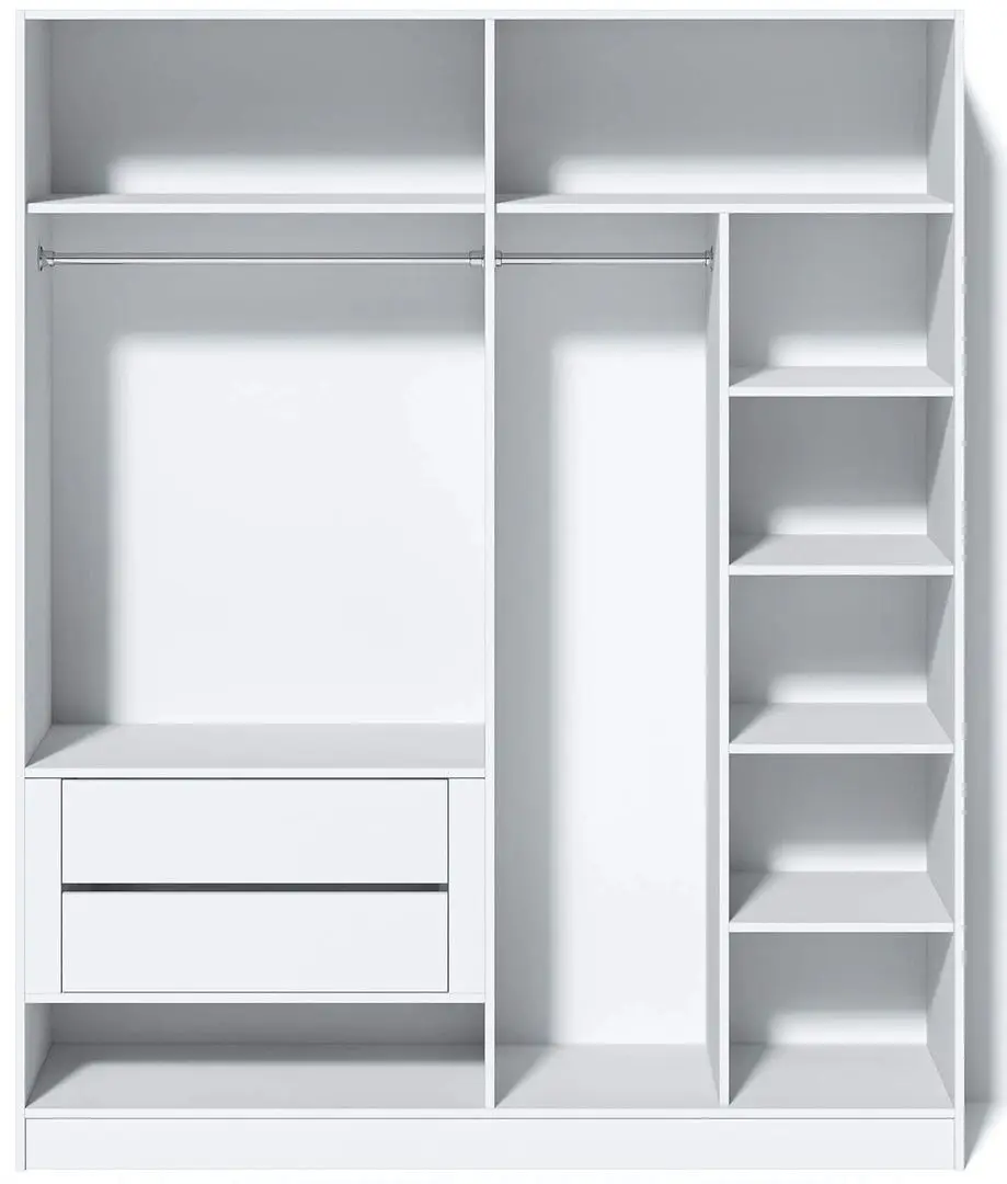 Шкаф Fabrik Home Hardy 1800 4Д (Белый/Светло-Серый Матовый)