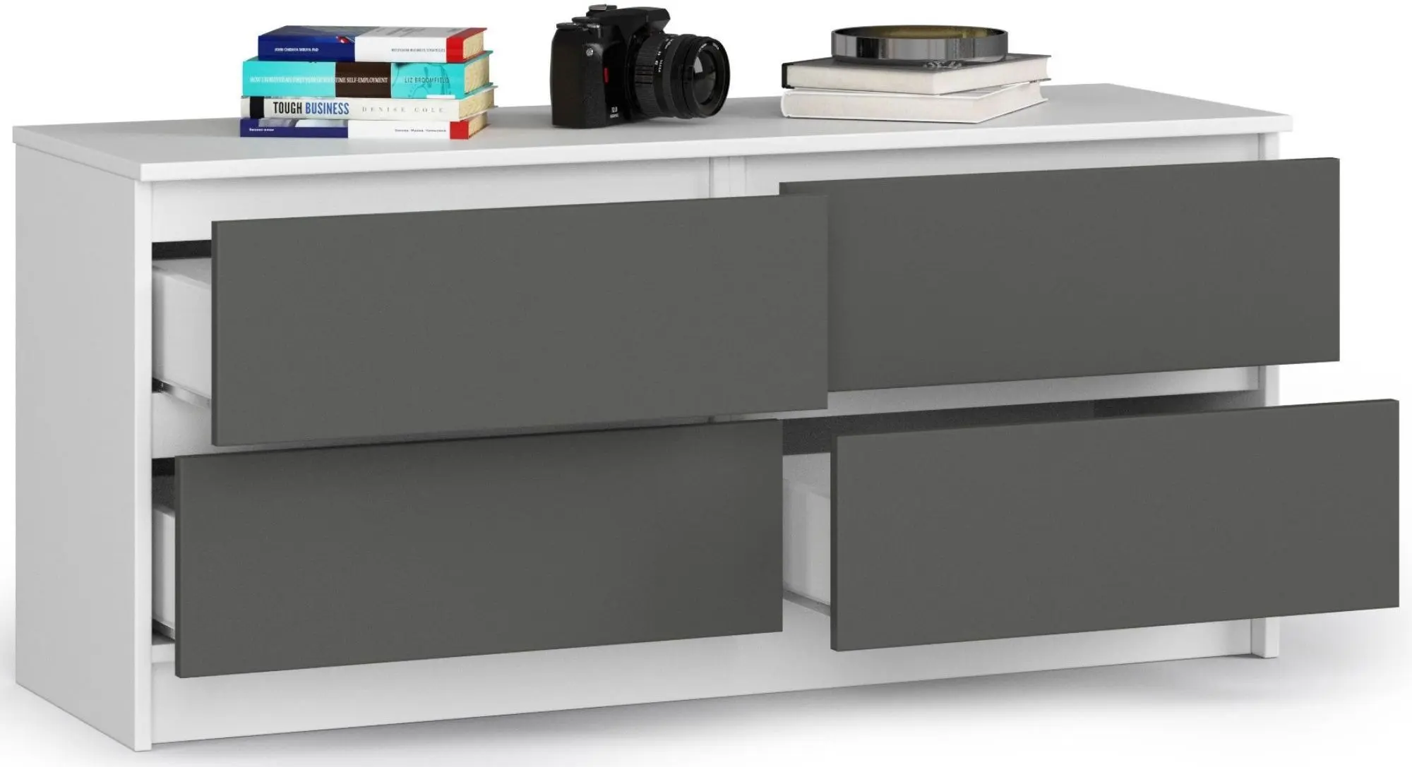 Comoda Akord K120 4SZ (White/Graphite Gray)