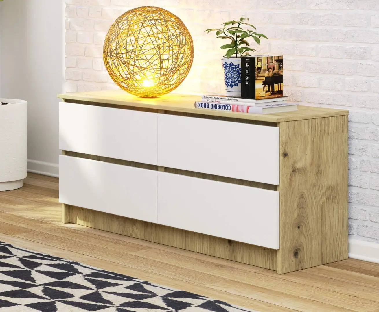 Comoda Akord K120 4SZ (Artisan Oak/White)