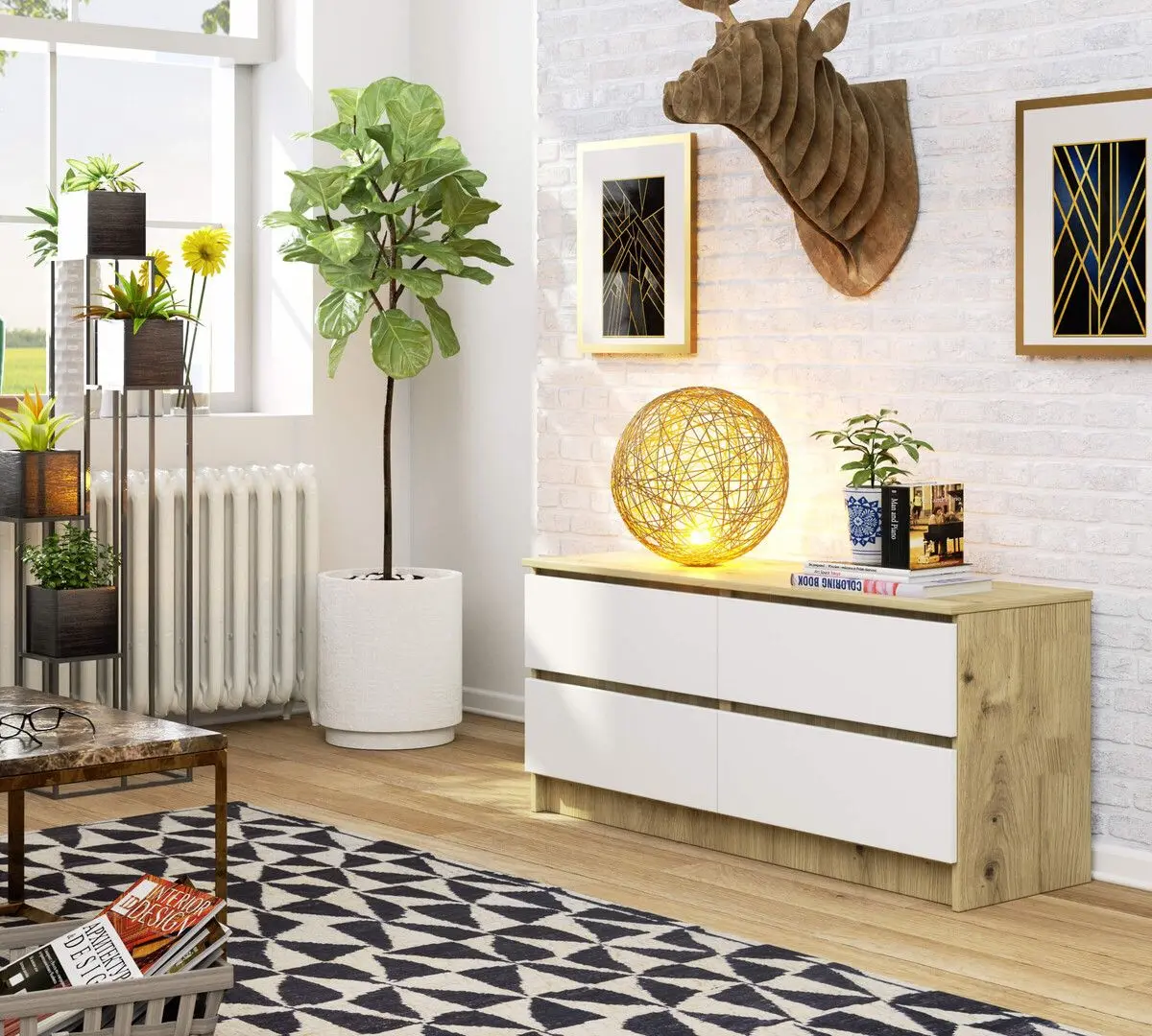 Comoda Akord K120 4SZ (Artisan Oak/White)