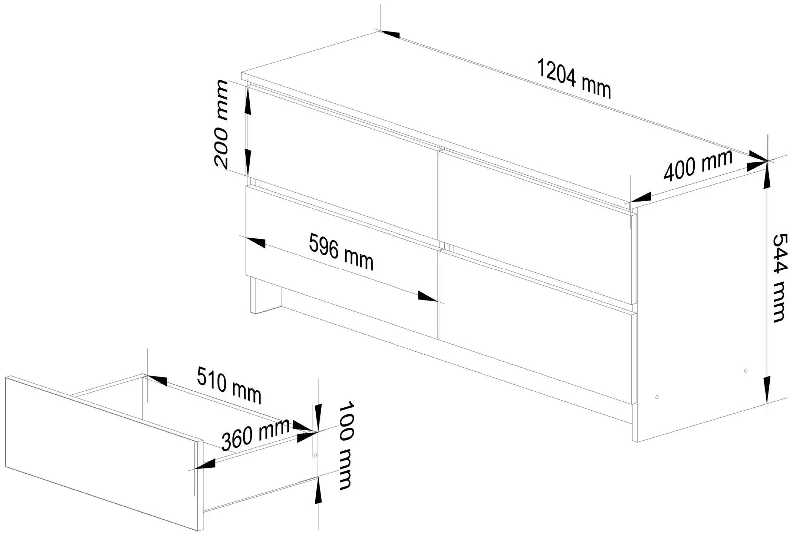 Comoda Akord K120 4SZ (White/Graphite Gray)