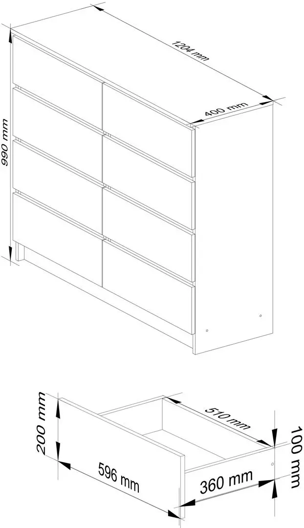 Comoda Akord K120 8SZ (Artisan Oak)