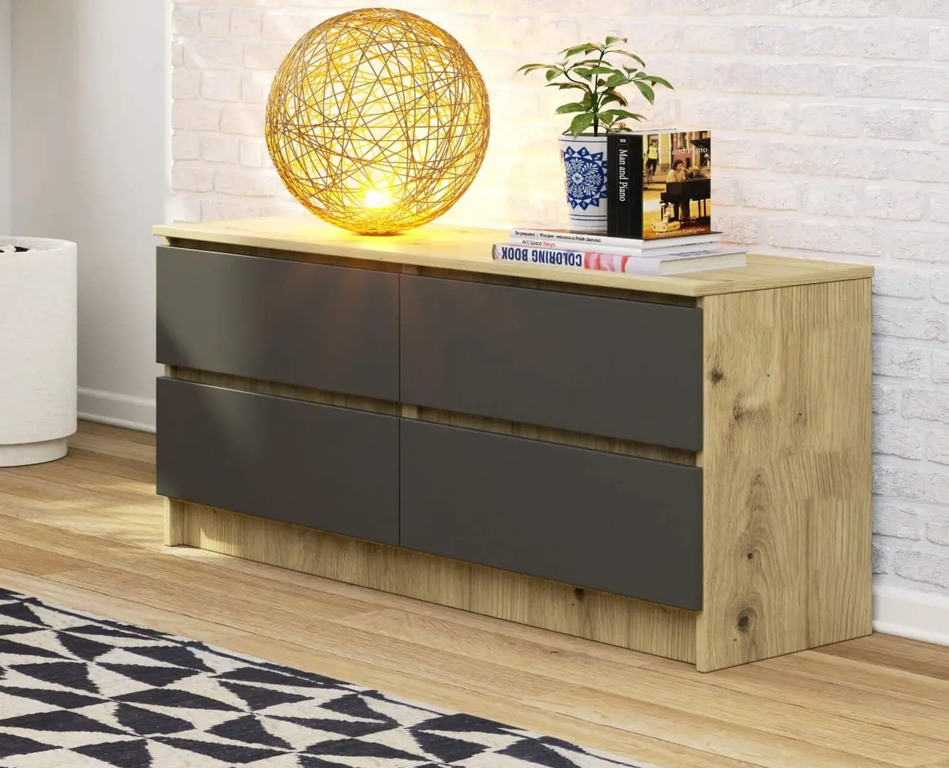 Comoda Akord K120 4SZ (Artisan Oak/Graphite Gray)
