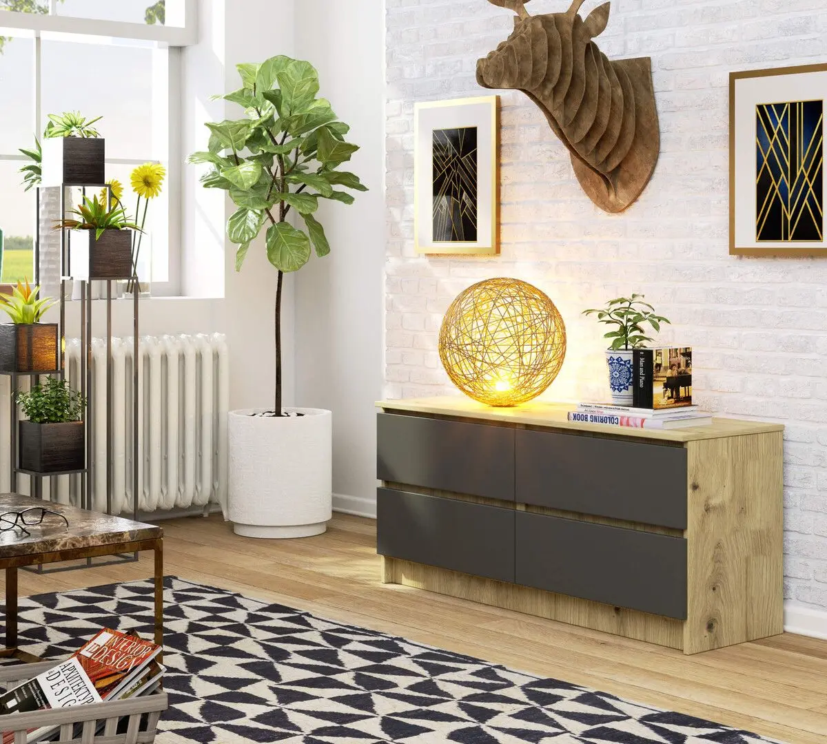 Comoda Akord K120 4SZ (Artisan Oak/Graphite Gray)