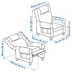 Fotoliu-recliner Ikea Muren/Remmarn (Gri) Thumb