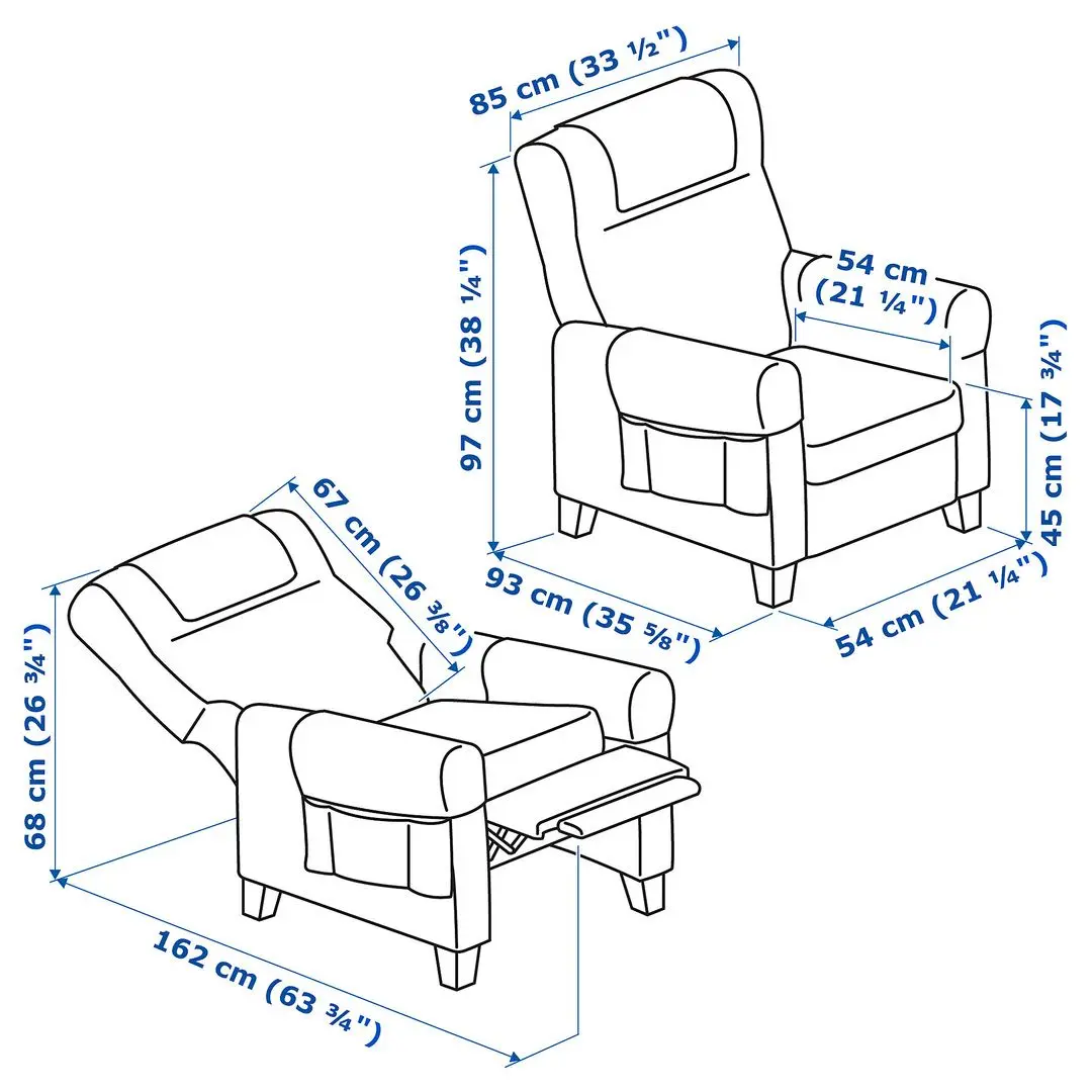 Fotoliu-recliner Ikea Muren/Remmarn (Gri)