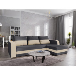 Canapea de colt Space Meble Hewlet Bis Sawana 05/Sawana 01 (Dark Gray/Ecru)