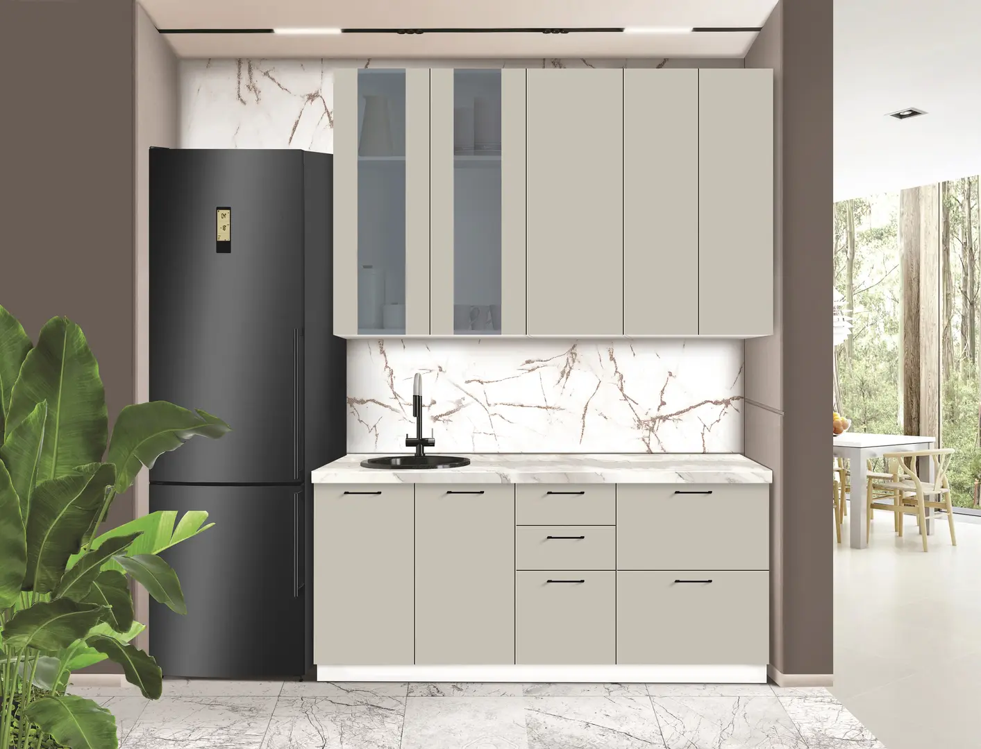 Bucatarie modulara Modern Bono Vitrina 3 H110 1.8m