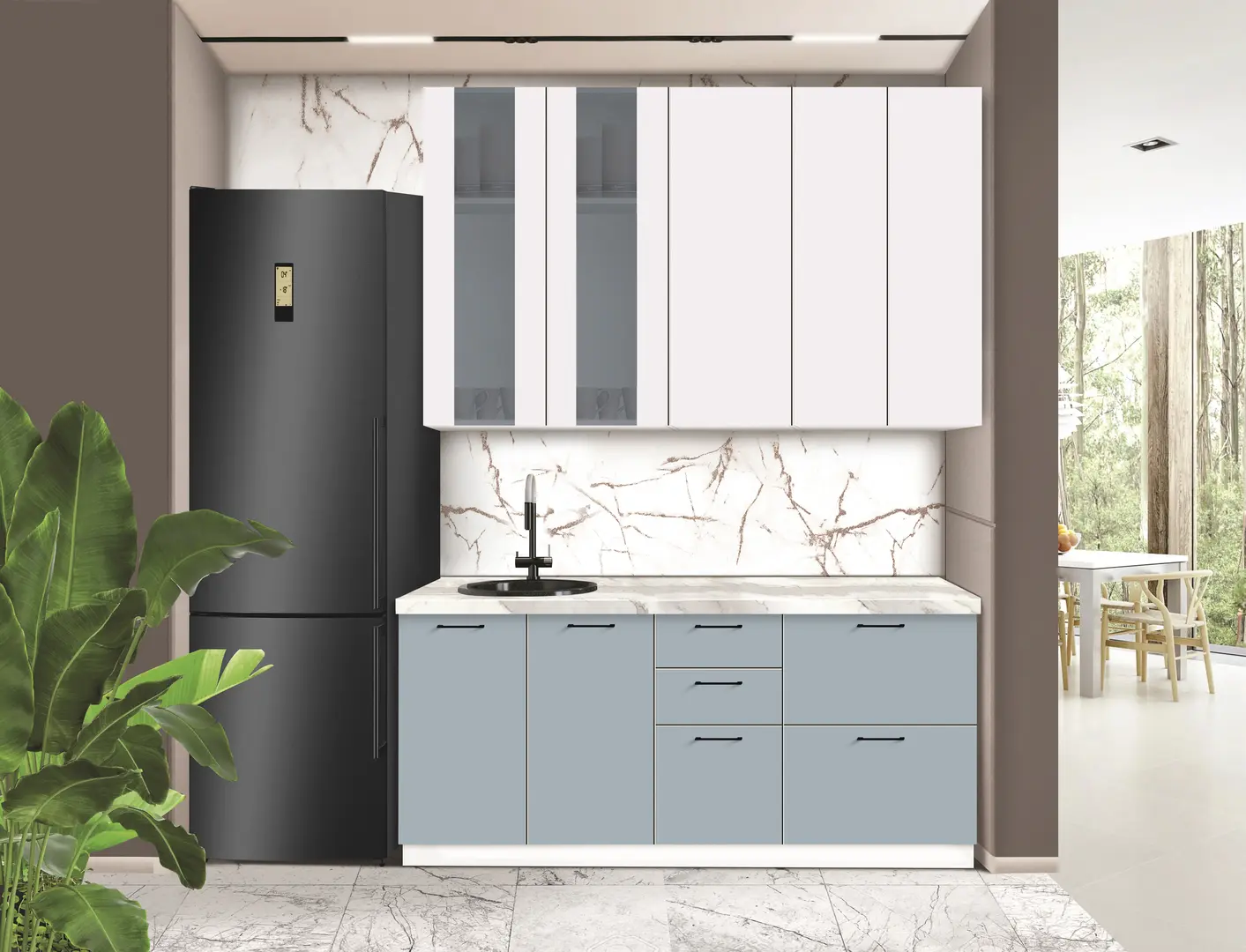 Bucatarie modulara Modern Bono Vitrina 3 H110 1.8m