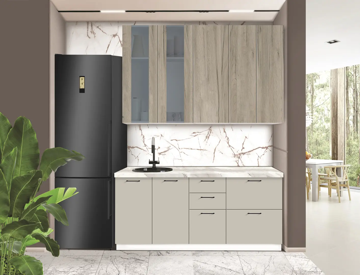 Bucatarie modulara Modern Bono Vitrina 3 H110 1.8m