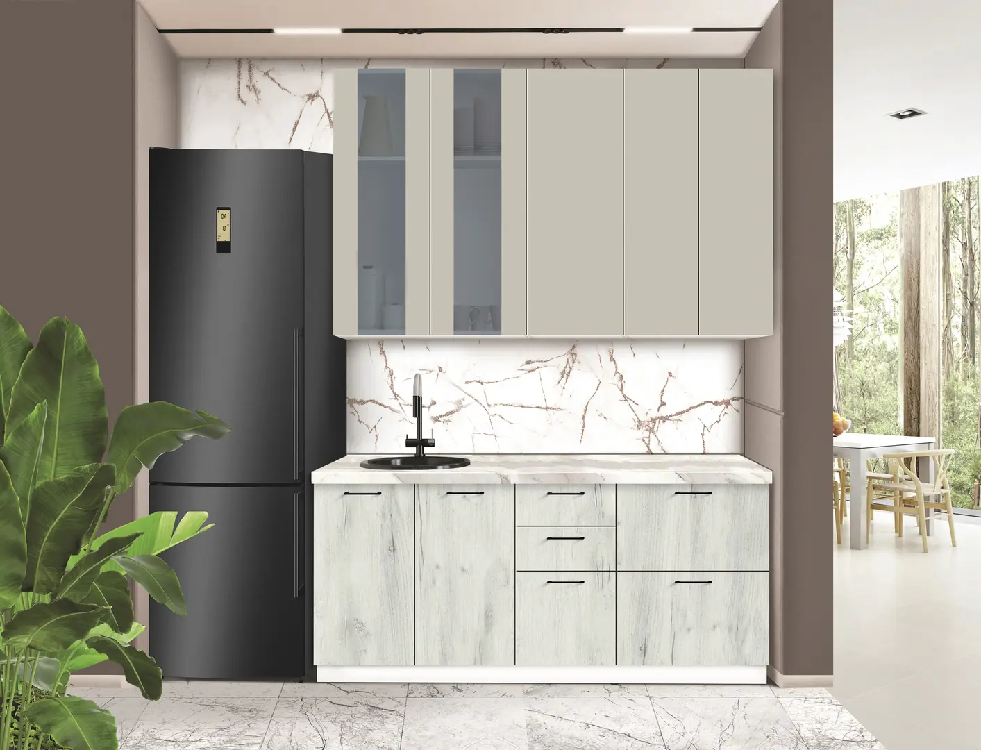 Bucatarie modulara Modern Bono Vitrina 3 H110 1.8m