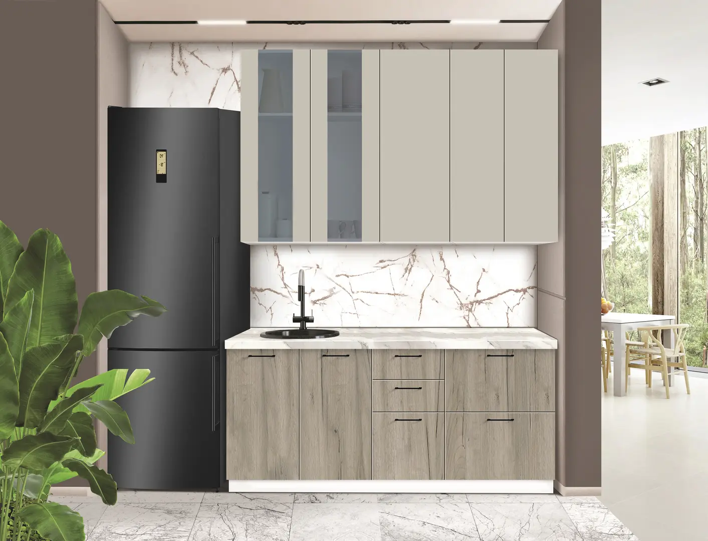 Bucatarie modulara Modern Bono Vitrina 3 H110 1.8m