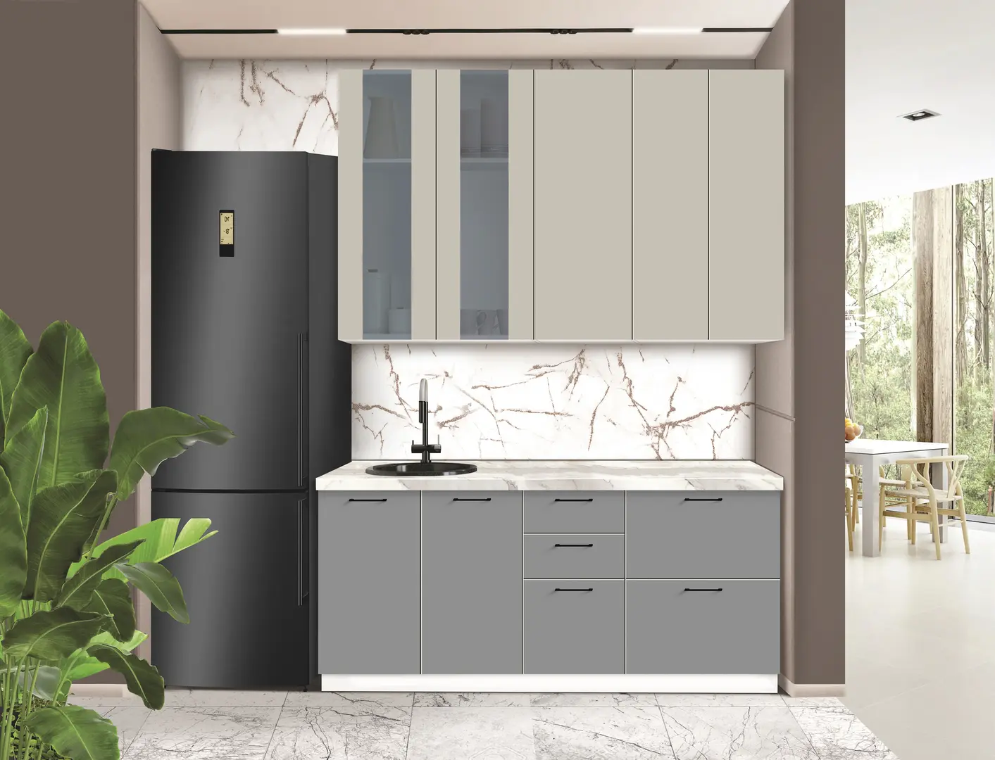 Bucatarie modulara Modern Bono Vitrina 3 H110 1.8m