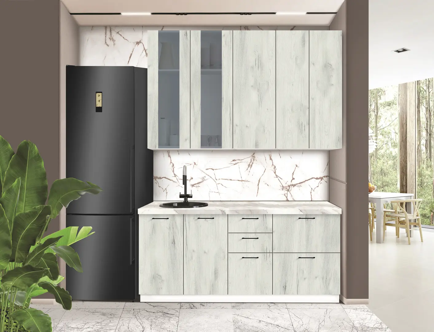 Bucatarie modulara Modern Bono Vitrina 3 H110 1.8m