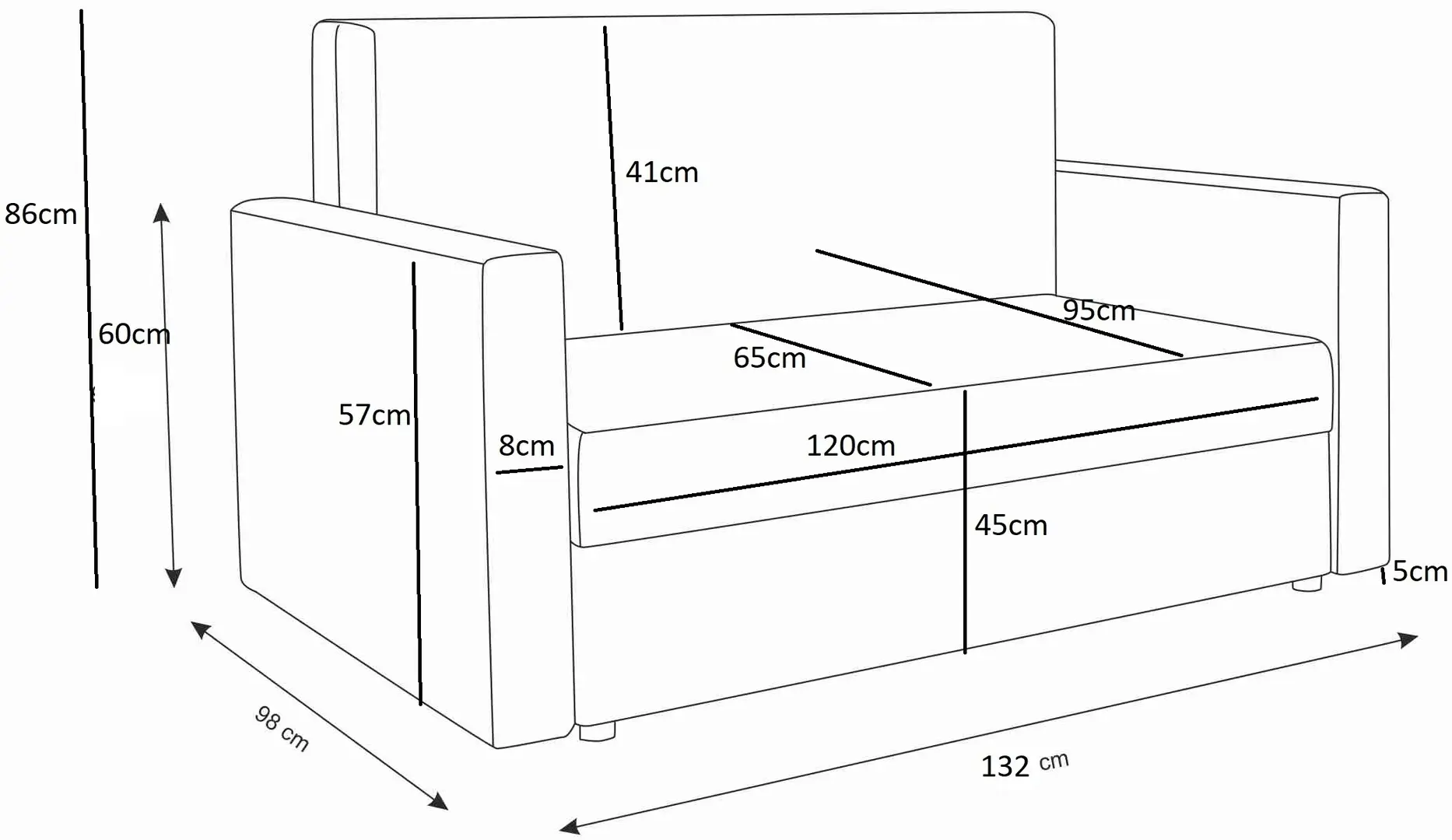 Диван Space Meble Amerykanka Twice 120 Quadro 20/Rainbow 16 (Brown/Ecru)