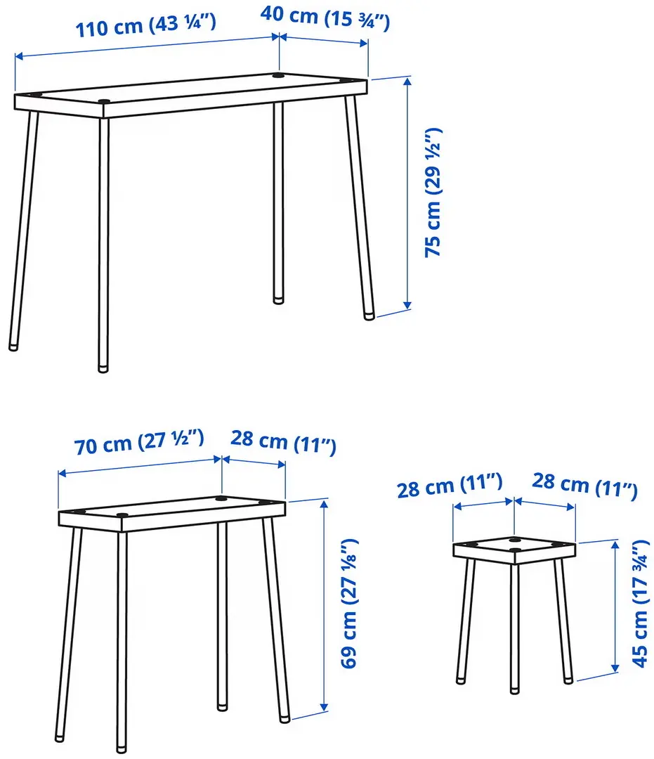 Set mese taburete Ikea Fridnas 2+2 (Negru/Aspect mesteacan)