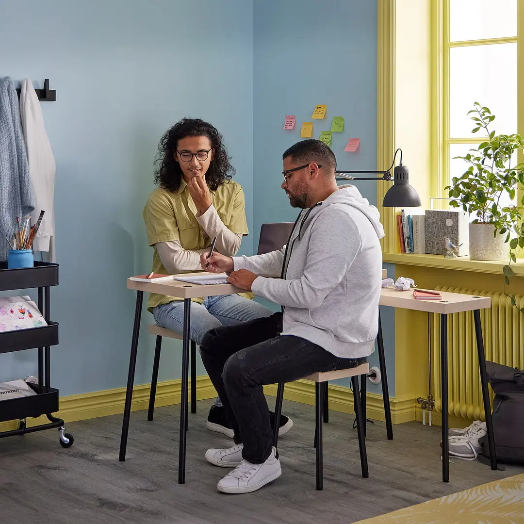 Set mese taburete Ikea Fridnas 2+2 (Negru/Aspect mesteacan)