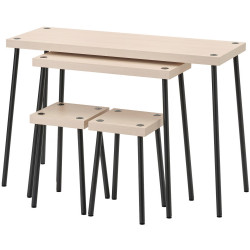 Set mese taburete Ikea Fridnas 2+2 (Negru/Aspect mesteacan) Thumb