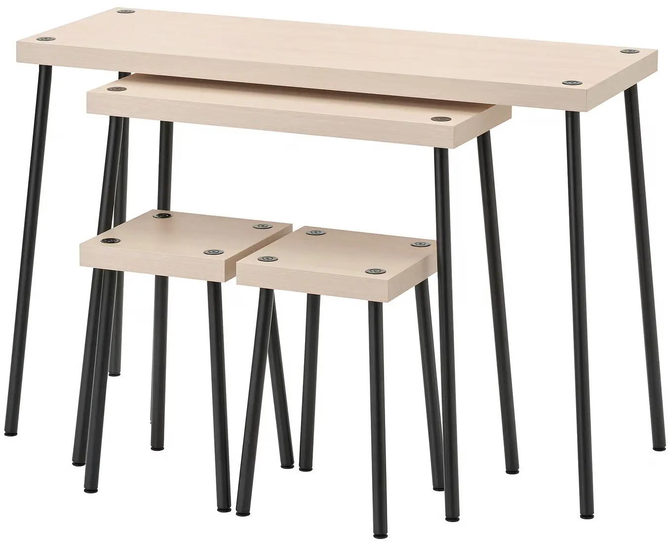Set mese taburete Ikea Fridnas 2+2 (Negru/Aspect mesteacan)