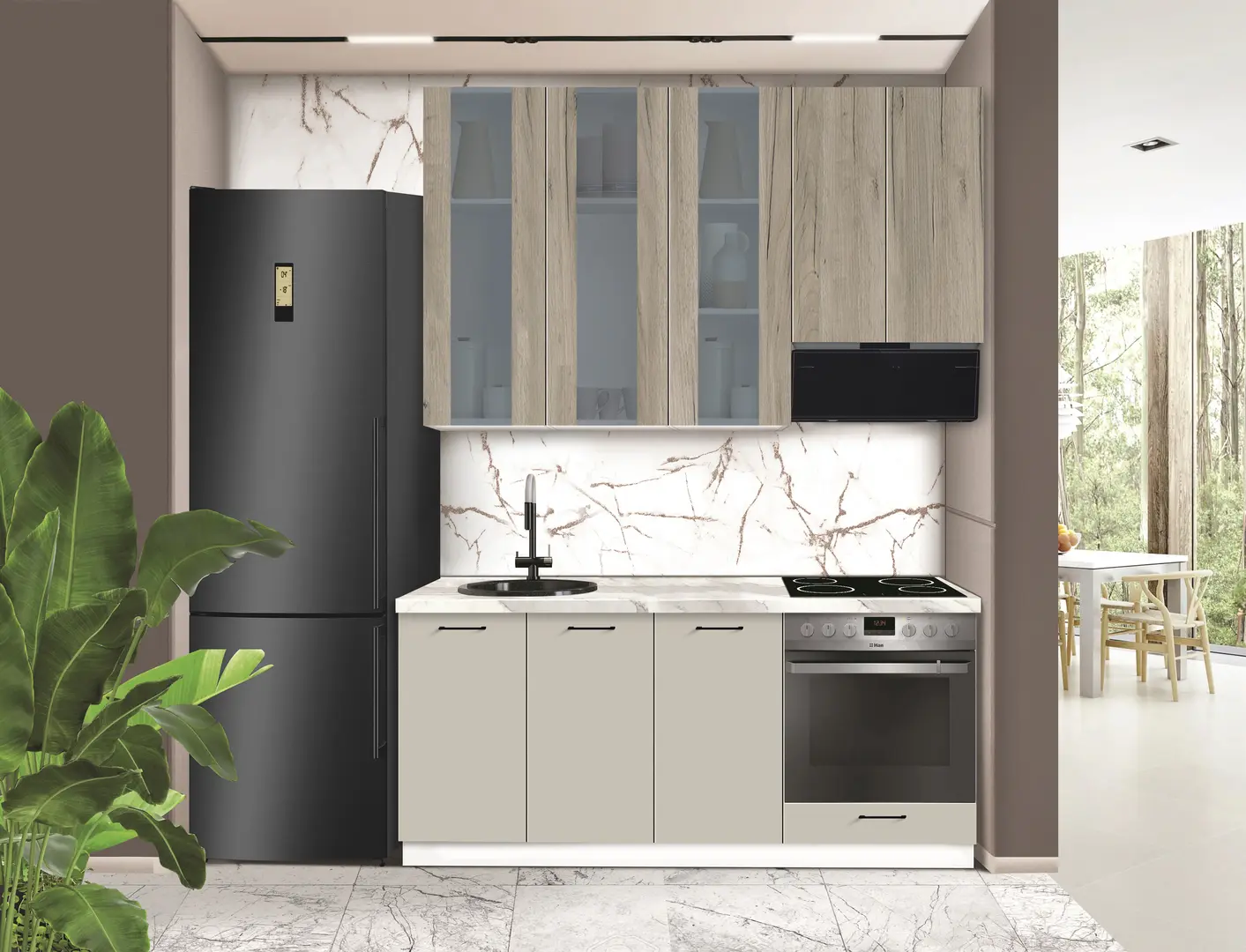 Модульная кухня Modern Bono Витрина 2 H110 1.8м