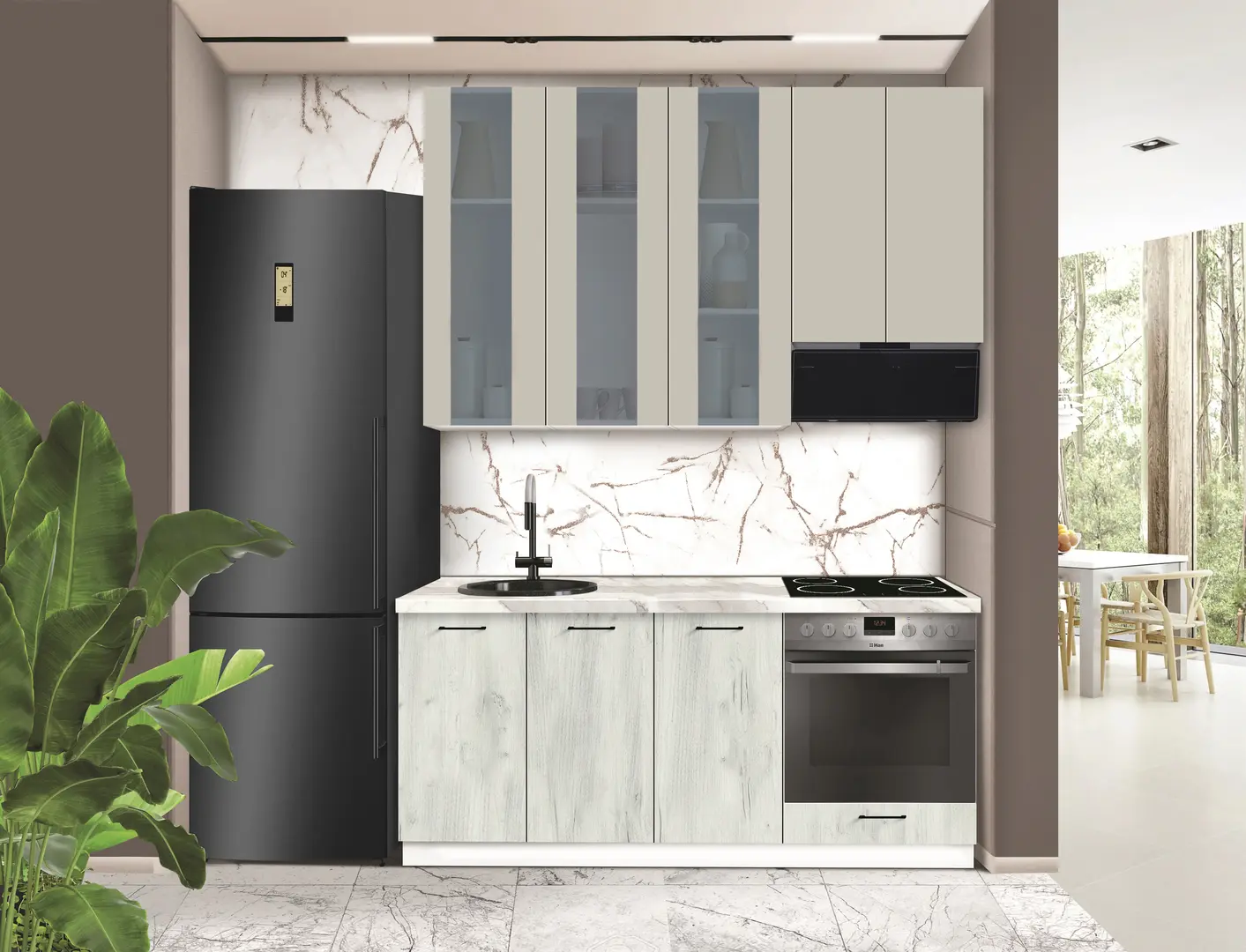 Модульная кухня Modern Bono Витрина 2 H110 1.8м