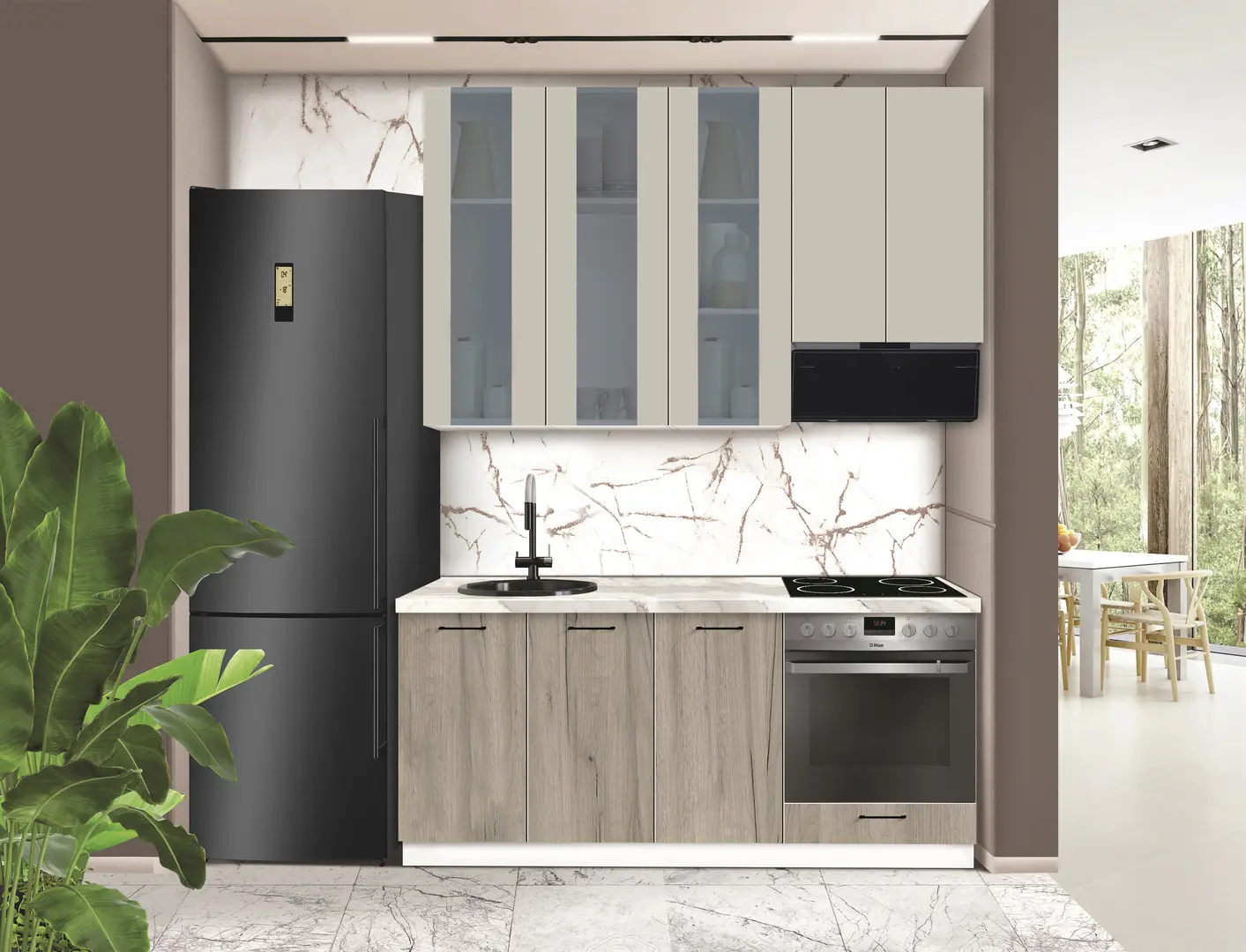 Модульная кухня Modern Bono Витрина 2 H110 1.8м