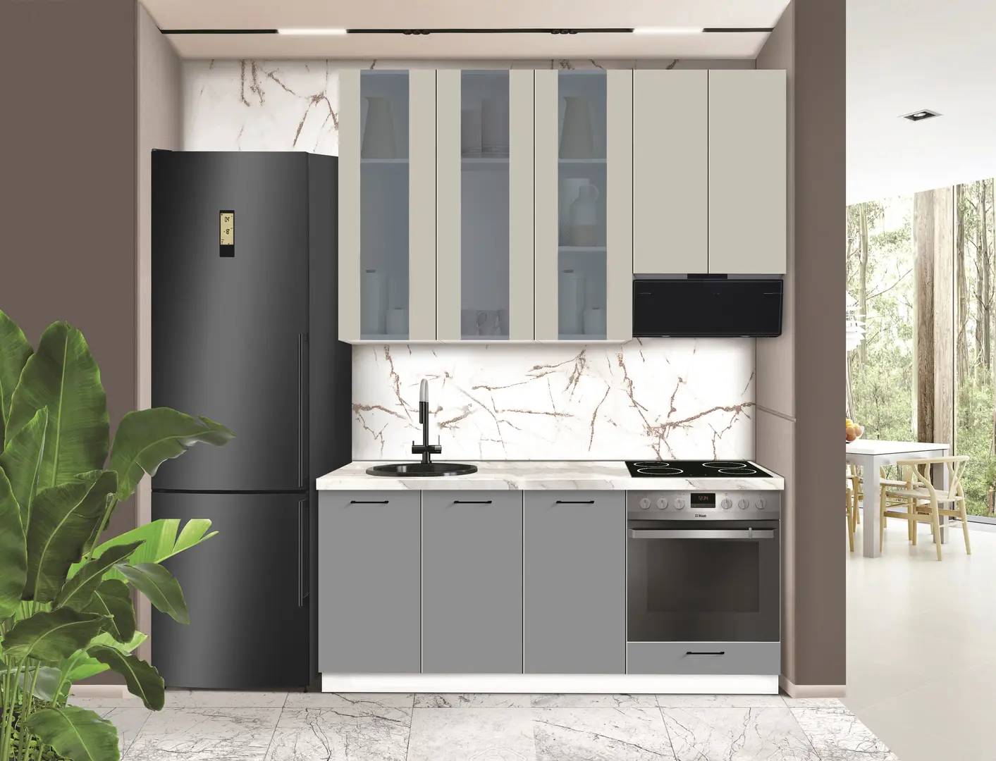 Модульная кухня Modern Bono Витрина 2 H110 1.8м