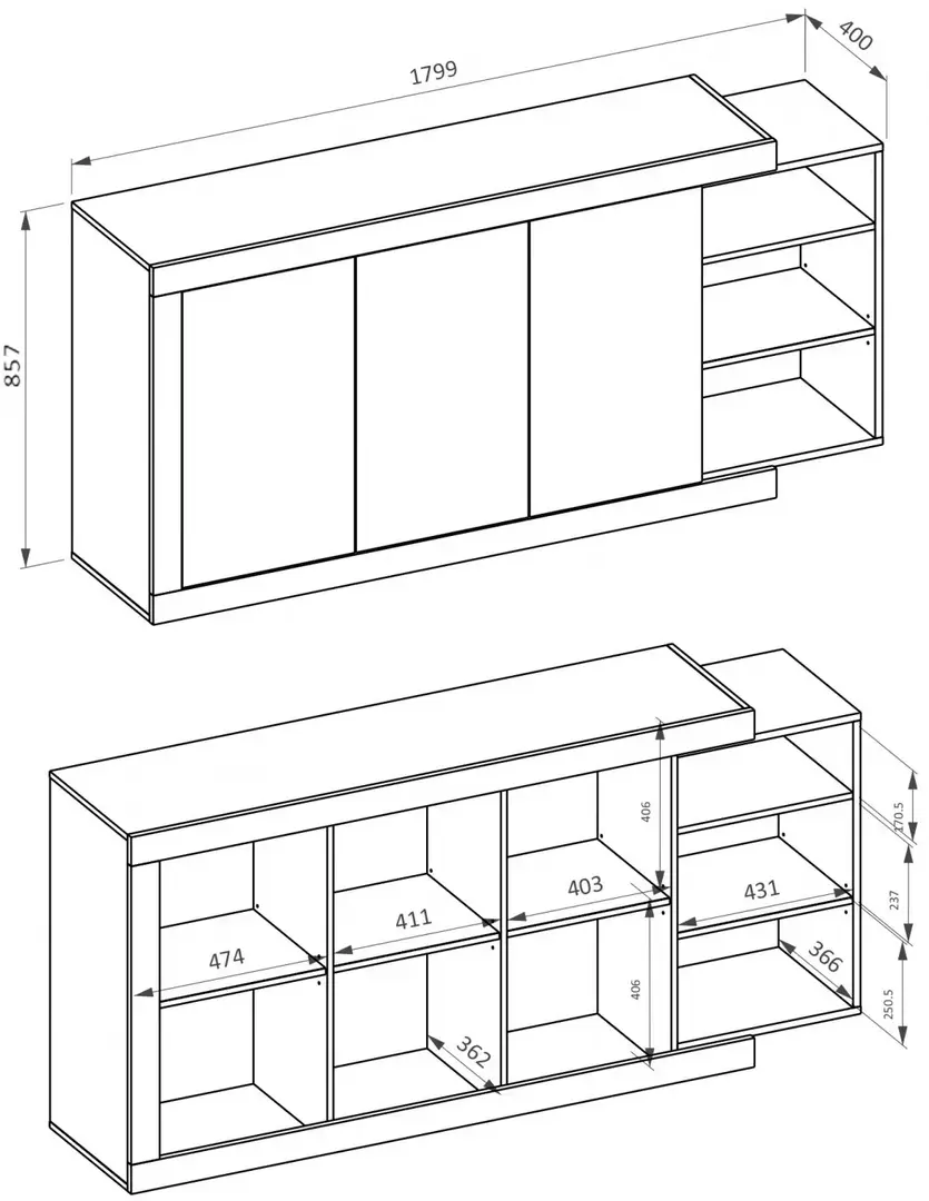 Tumba Helvetia Sintra №47 3D (Samdal Oak/White/White Gloss)