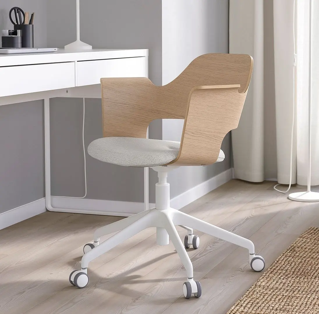 Fotoliu Ikea Fjallberget/Gunnared cu rotile (Furnir stejar alb/Bej)