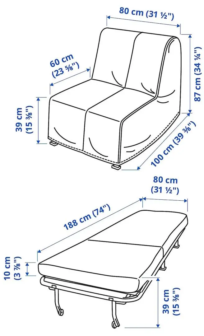 Fotoliu extensibil Ikea Lycksele Murbo/Ransta (Natur)