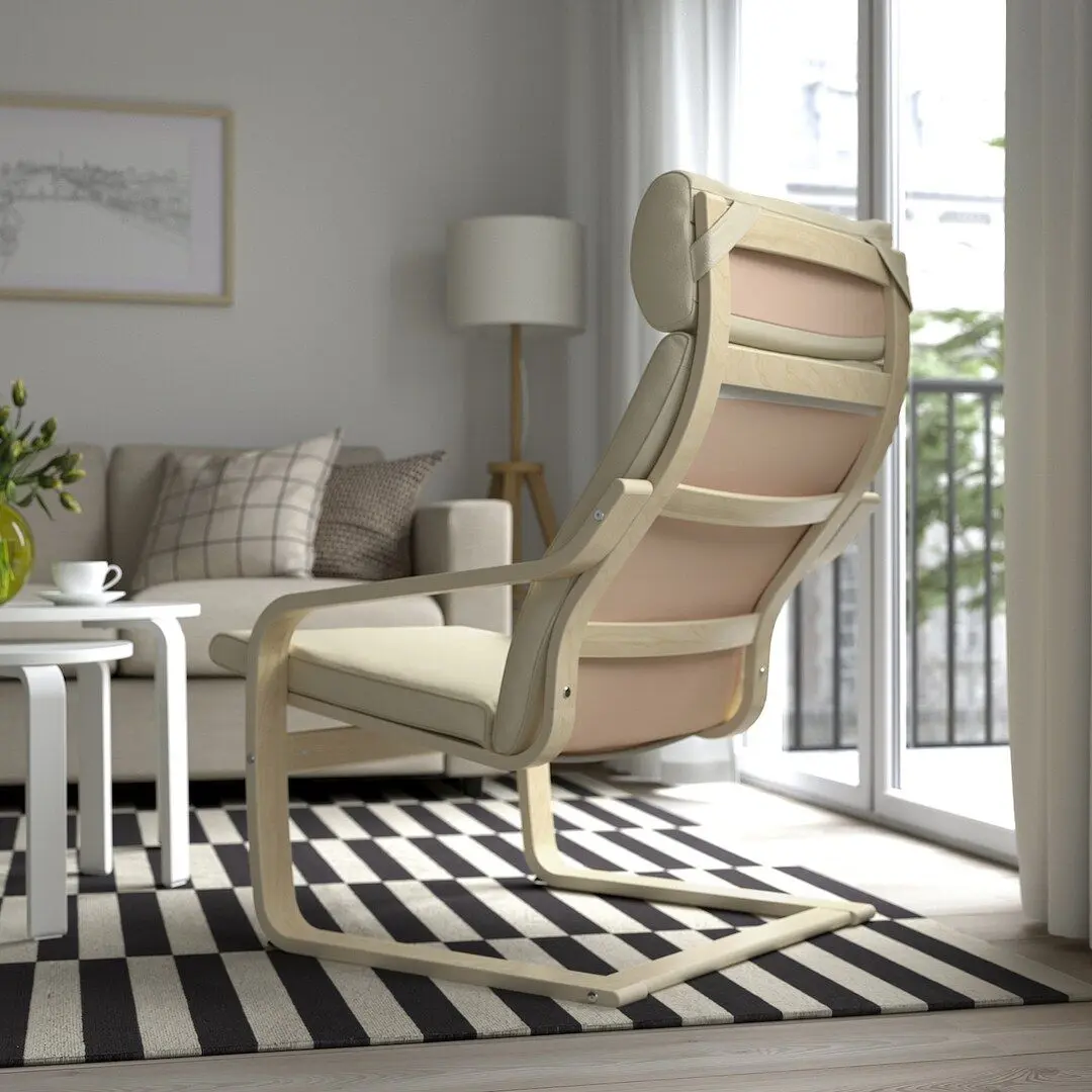 Fotoliu Ikea Poang/Glose (Furnir mesteacan/Ecru)