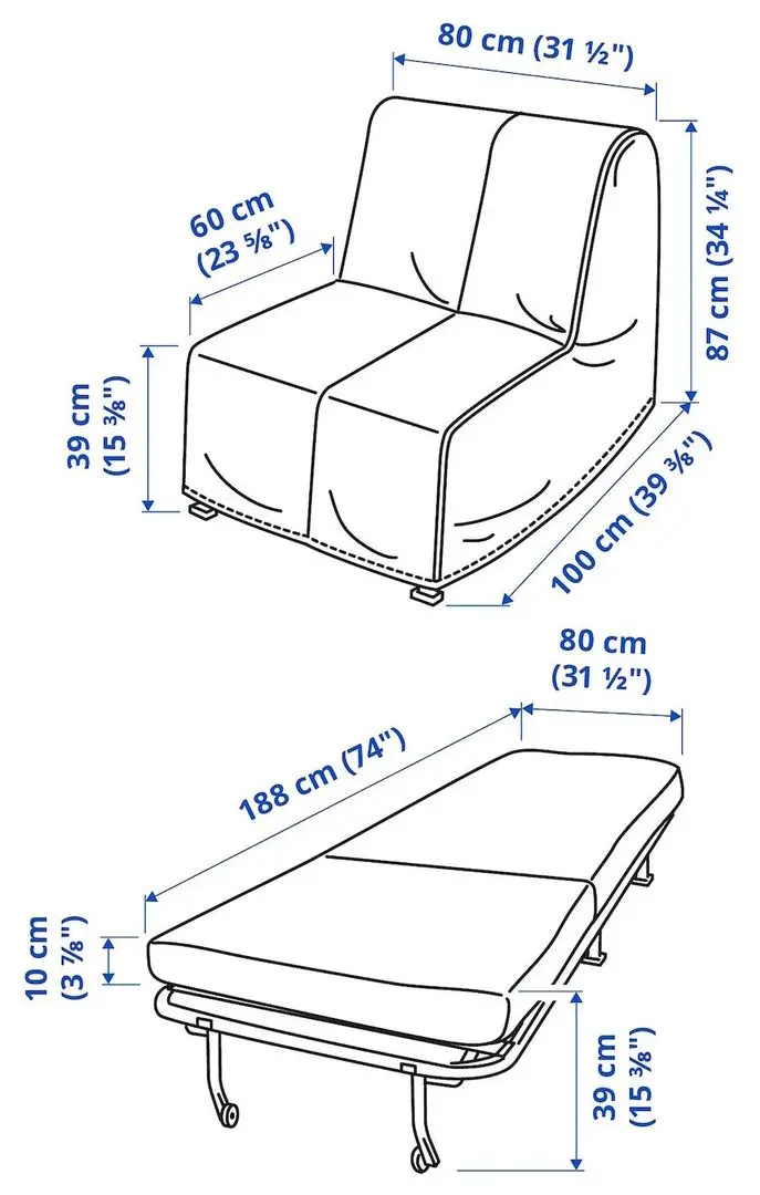 Fotoliu extensibil Ikea Lycksele Lovas/Ransta (Natur)