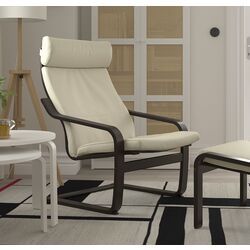 Кресло Ikea Poang/Glose (Черно-коричневый/Экрю)