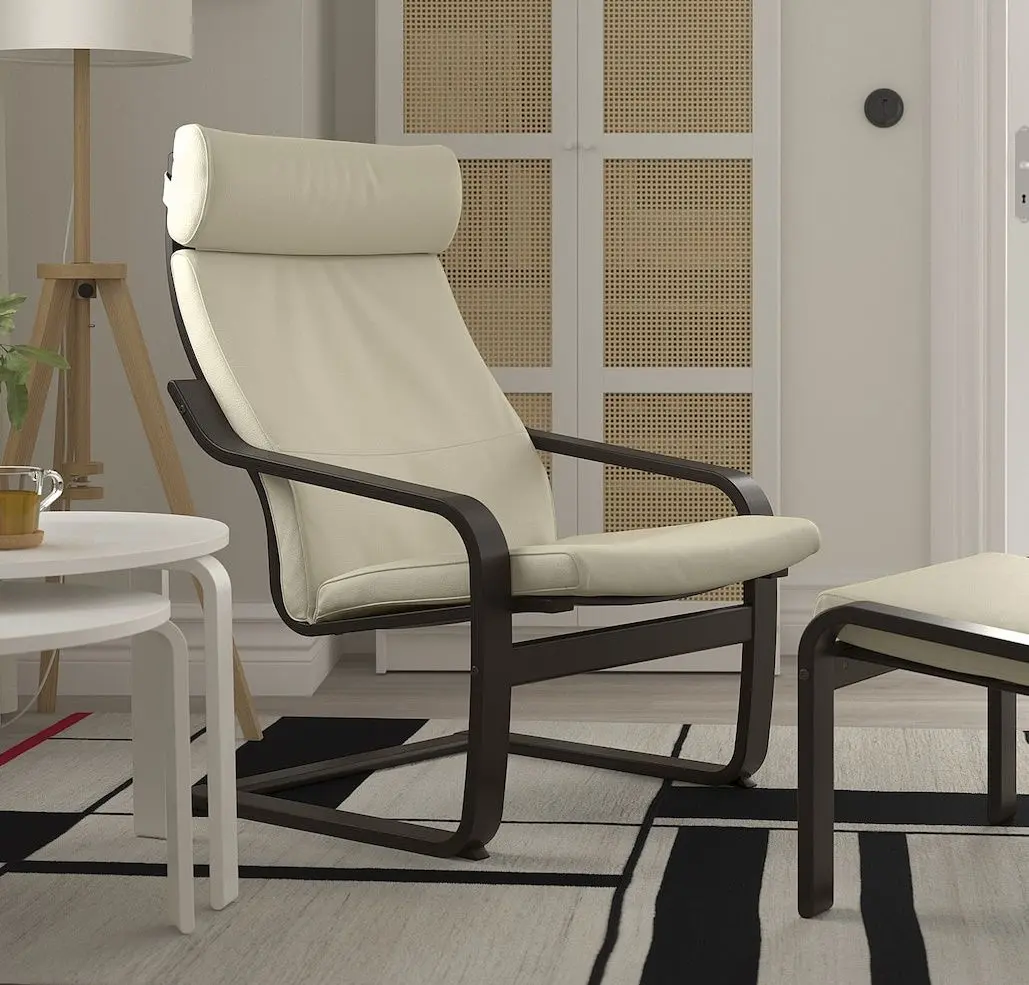 Кресло Ikea Poang/Glose (Черно-коричневый/Экрю)