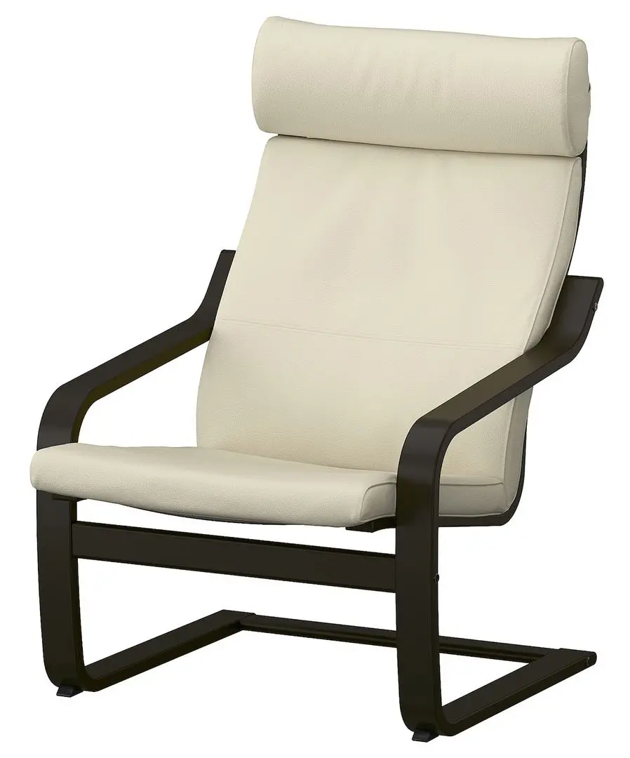 Кресло Ikea Poang/Glose (Черно-коричневый/Экрю)