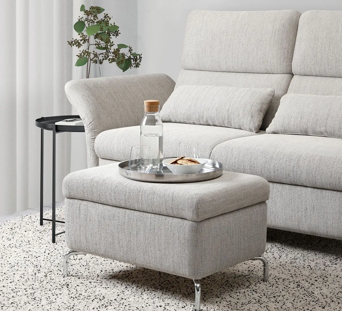 Puf Ikea Fammarp/Viarp (Bej-maro/Metal)