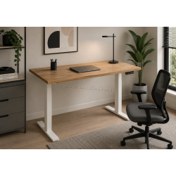Masa de birou ET223 WH inaltime reglabila (White/Oak)