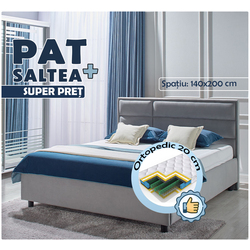 Pat cu saltea Ambianta Amigo Gri + Saltconfort Classic Ortopedic 140х200/20