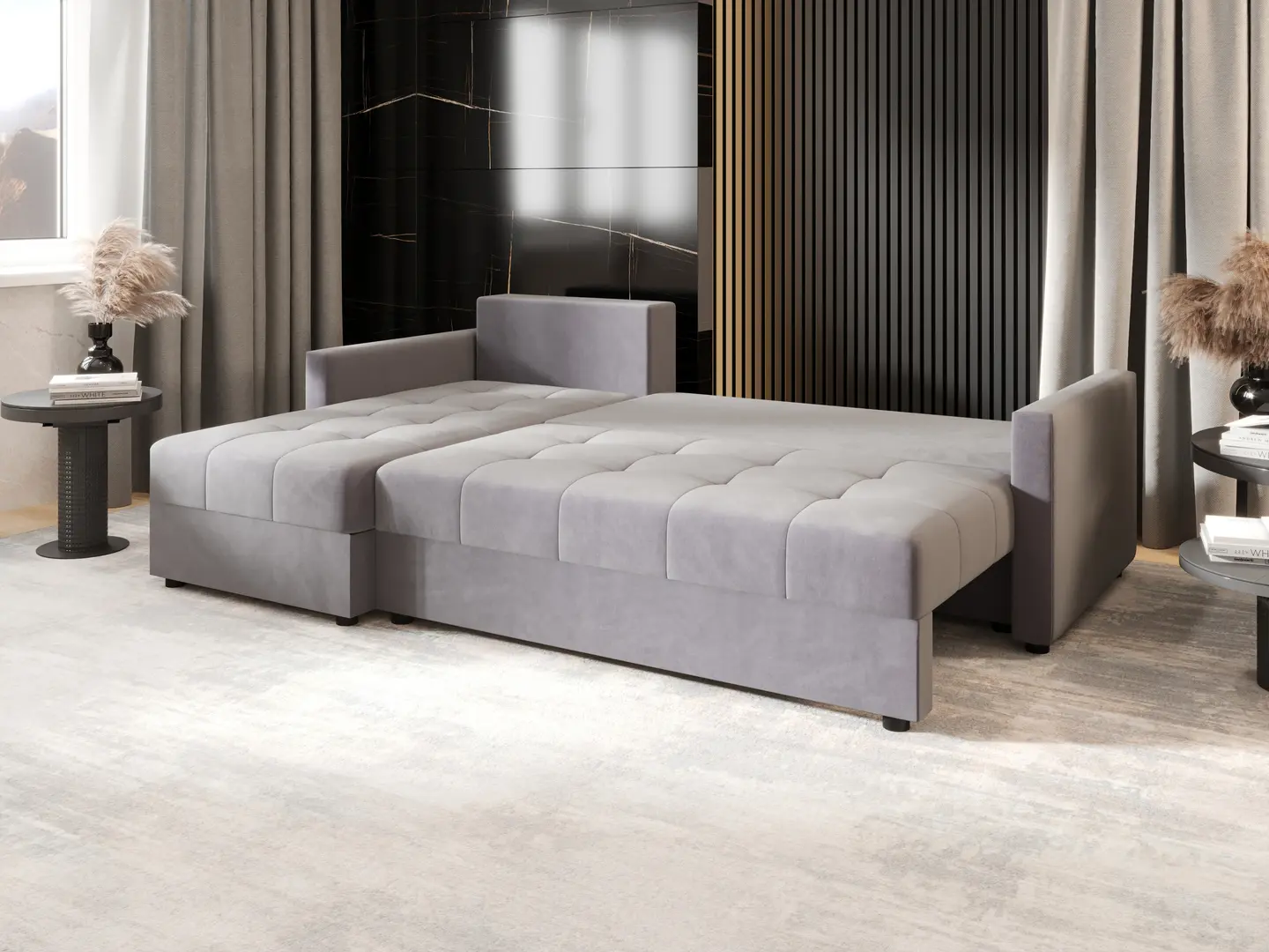 Canapea de colt Space Meble Mos L Bis Itaka 50 (Gray Light)