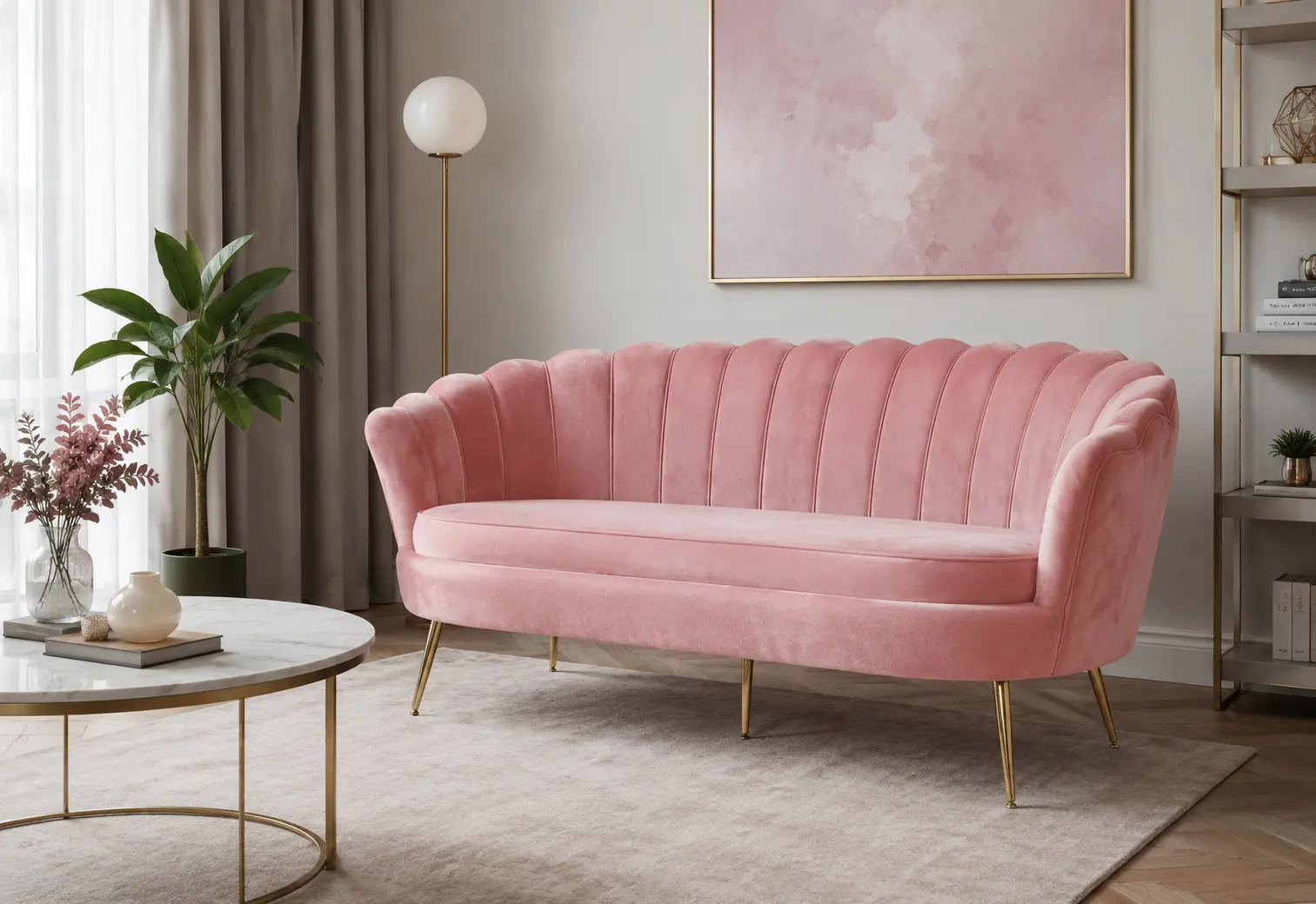 Canapea Tempo Kondela Noblin 67x178 (Pink/Gold)