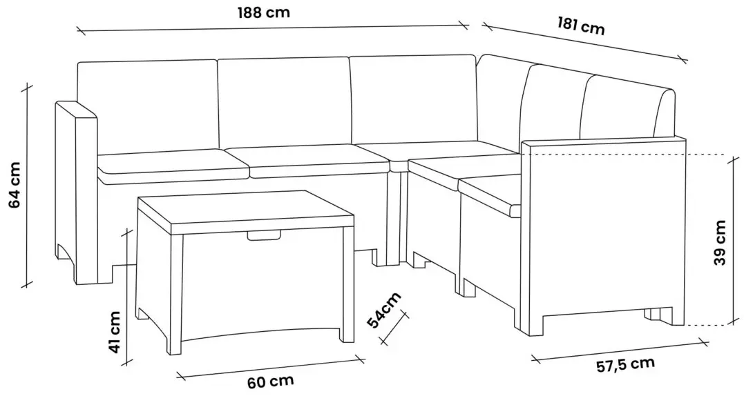Комплект садовой мебели Bica Nebraska Corner (Graphite)