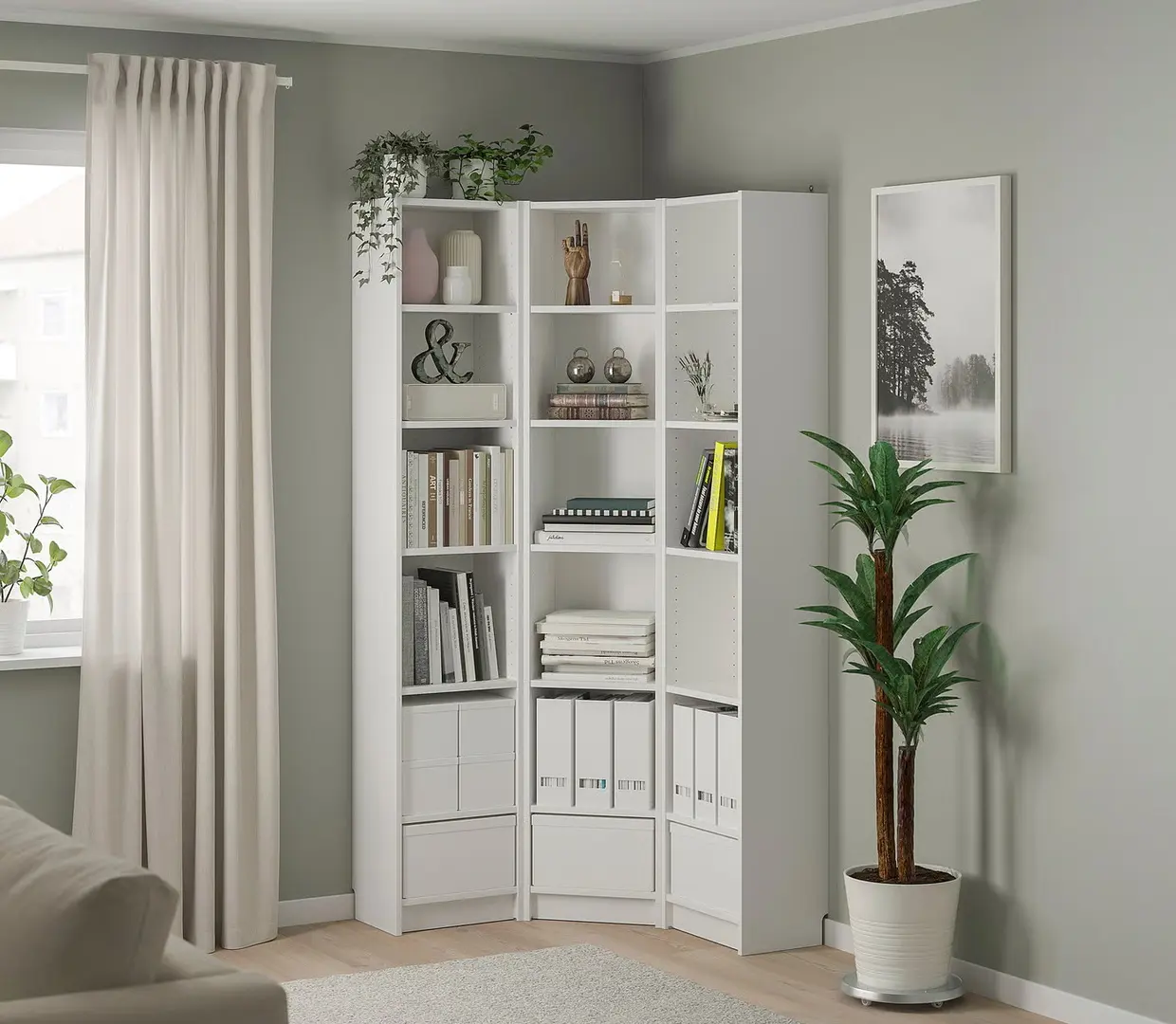 Стеллаж угловой Ikea Billy 95/95x28x202 (Белый)