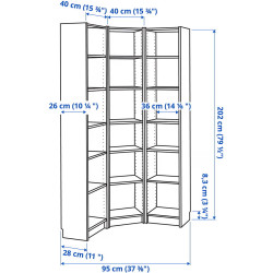 Стеллаж угловой Ikea Billy 95/95x28x202 (Белый) Thumb